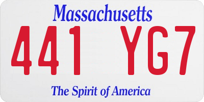 MA license plate 441YG7