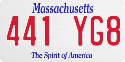 MA license plate 441YG8