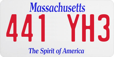 MA license plate 441YH3
