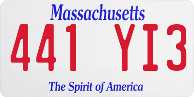 MA license plate 441YI3