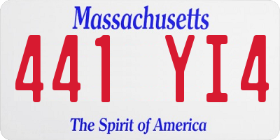 MA license plate 441YI4