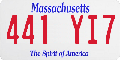 MA license plate 441YI7
