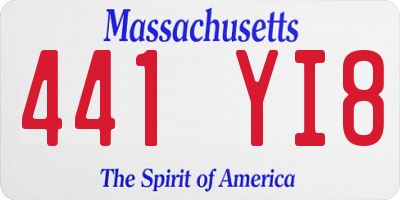 MA license plate 441YI8