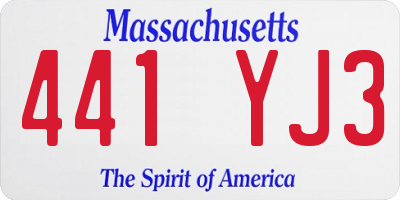 MA license plate 441YJ3