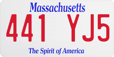 MA license plate 441YJ5