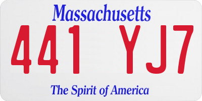MA license plate 441YJ7