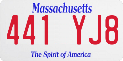 MA license plate 441YJ8