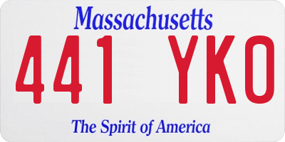 MA license plate 441YK0