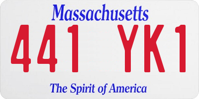 MA license plate 441YK1
