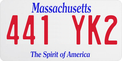 MA license plate 441YK2