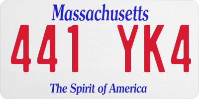 MA license plate 441YK4