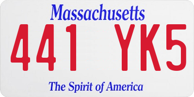MA license plate 441YK5