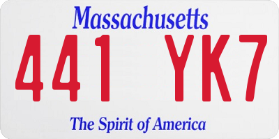 MA license plate 441YK7
