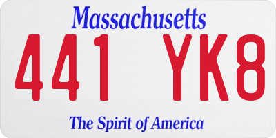 MA license plate 441YK8