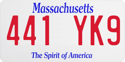 MA license plate 441YK9