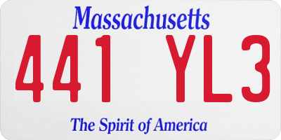 MA license plate 441YL3