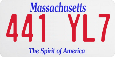 MA license plate 441YL7