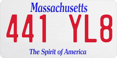 MA license plate 441YL8
