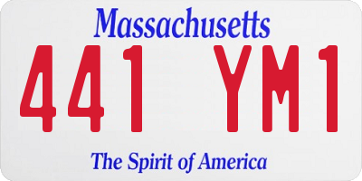 MA license plate 441YM1