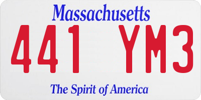 MA license plate 441YM3