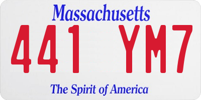 MA license plate 441YM7