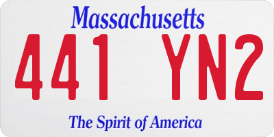 MA license plate 441YN2