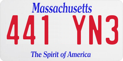 MA license plate 441YN3