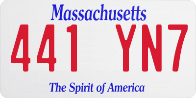 MA license plate 441YN7