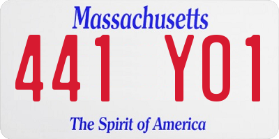 MA license plate 441YO1