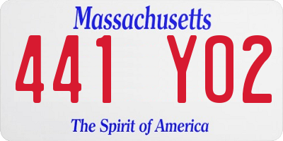 MA license plate 441YO2