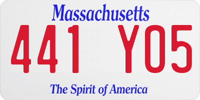MA license plate 441YO5