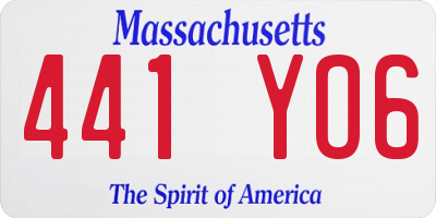 MA license plate 441YO6
