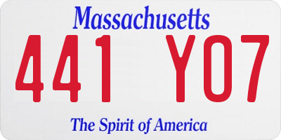 MA license plate 441YO7