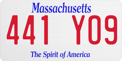MA license plate 441YO9