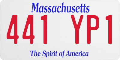 MA license plate 441YP1