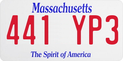 MA license plate 441YP3
