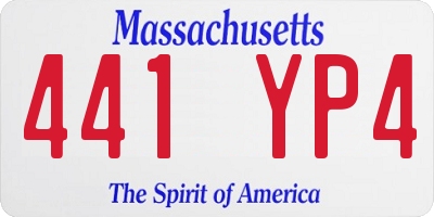 MA license plate 441YP4