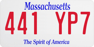 MA license plate 441YP7