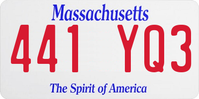 MA license plate 441YQ3