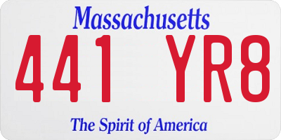 MA license plate 441YR8