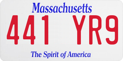 MA license plate 441YR9