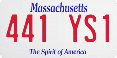 MA license plate 441YS1