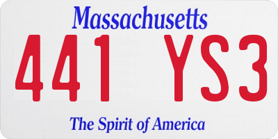 MA license plate 441YS3