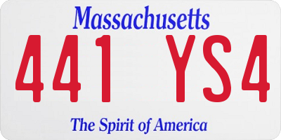 MA license plate 441YS4