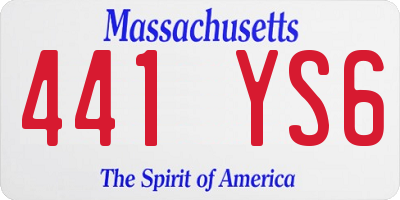 MA license plate 441YS6