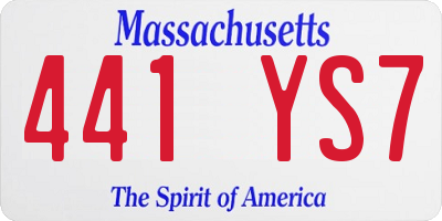 MA license plate 441YS7