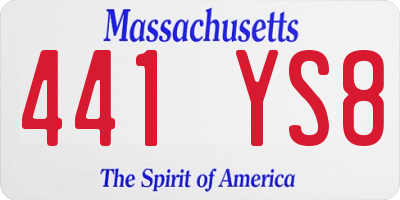 MA license plate 441YS8