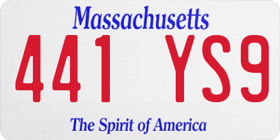 MA license plate 441YS9