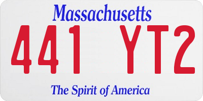 MA license plate 441YT2