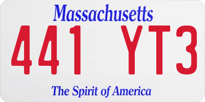 MA license plate 441YT3